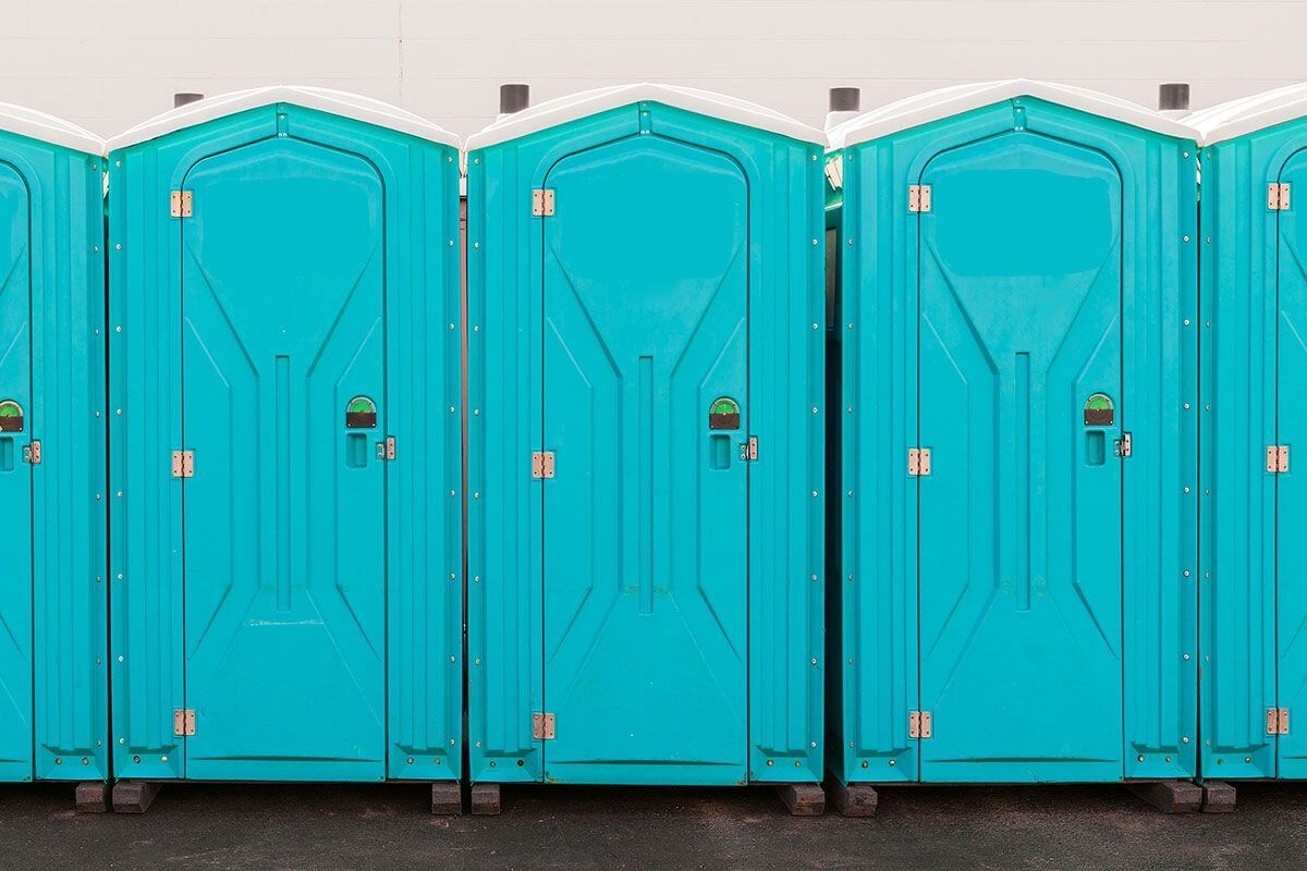 Industrial portable restroom units at a plant in Georgetown, South Carolina