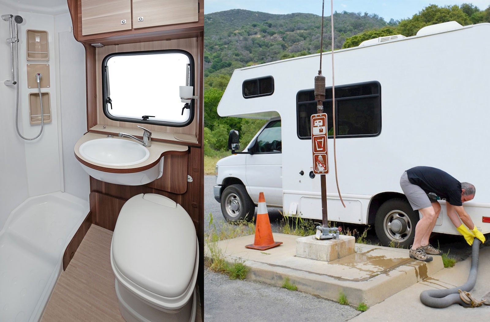 Portable RV/camper toilet and holding tank setup in Georgetown, South Carolina