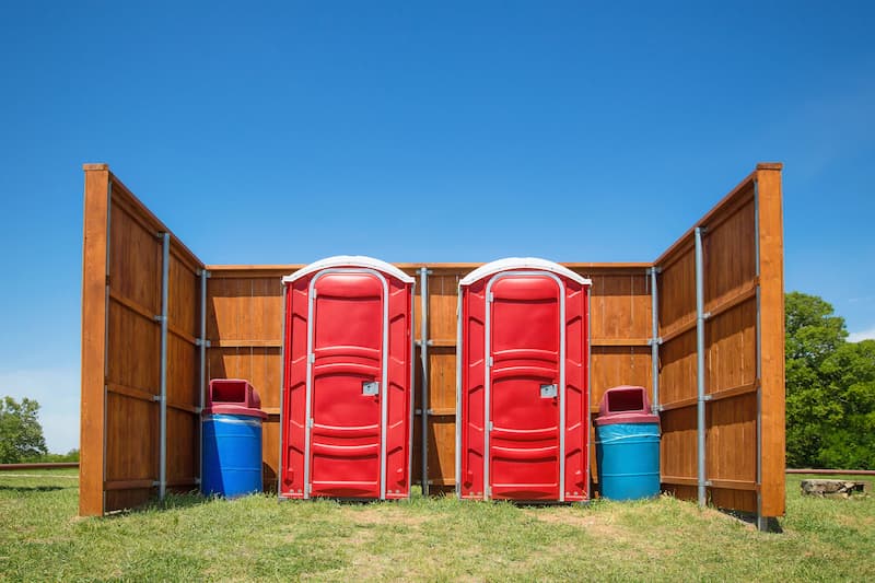 Short-term porta potty units staged for delivery in Georgetown, South Carolina