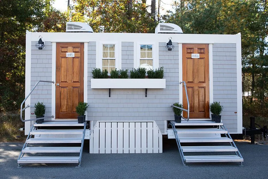 Wedding restroom units discretely staged at a venue in Georgetown, South Carolina